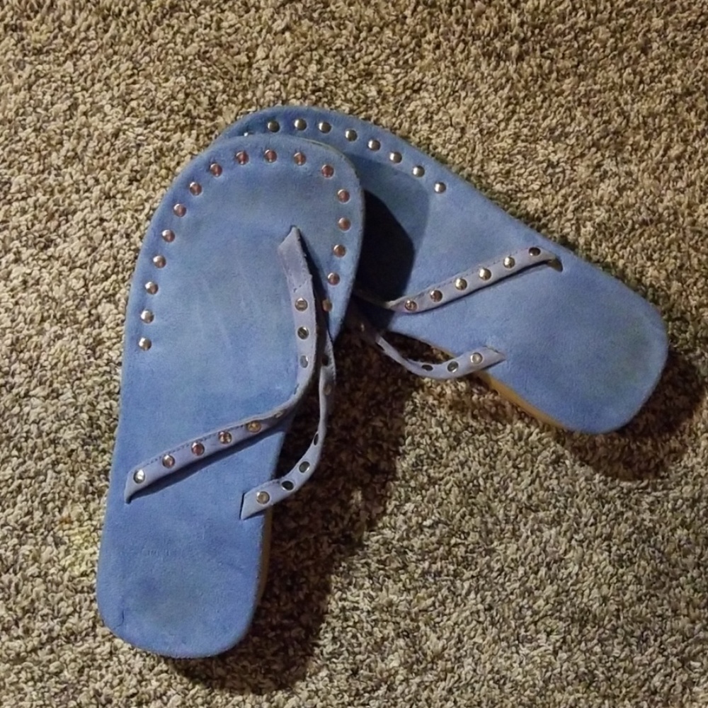 Blue Suede studded platform sandels